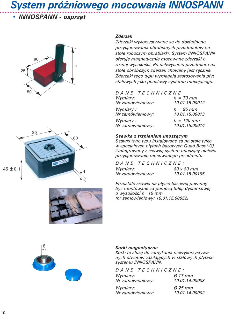 Zderzaki tego typu wymagają zastosowania płyt stalowych jako podstawy systemu mocującego. 50 DANE TECHNICZNE h = 70 mm Nr zamówieniowy: 10.01.15.00012 h = 95 mm Nr zamówieniowy: 10.01.15.00013 h = 120 mm Nr zamówieniowy: 10.