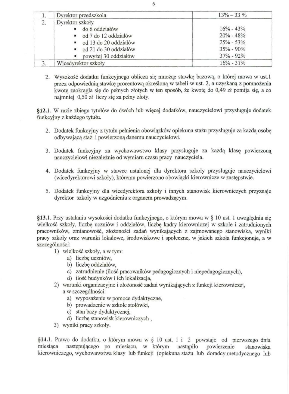 35% - 90% 37% - 92% 16% -31% 2. Wysokość dodatku funkcyjnego oblicza się mnożąc stawkę bazową, o której mowa w ust. l przez odpowiednią stawkę procentową określoną w tabeli w ust.