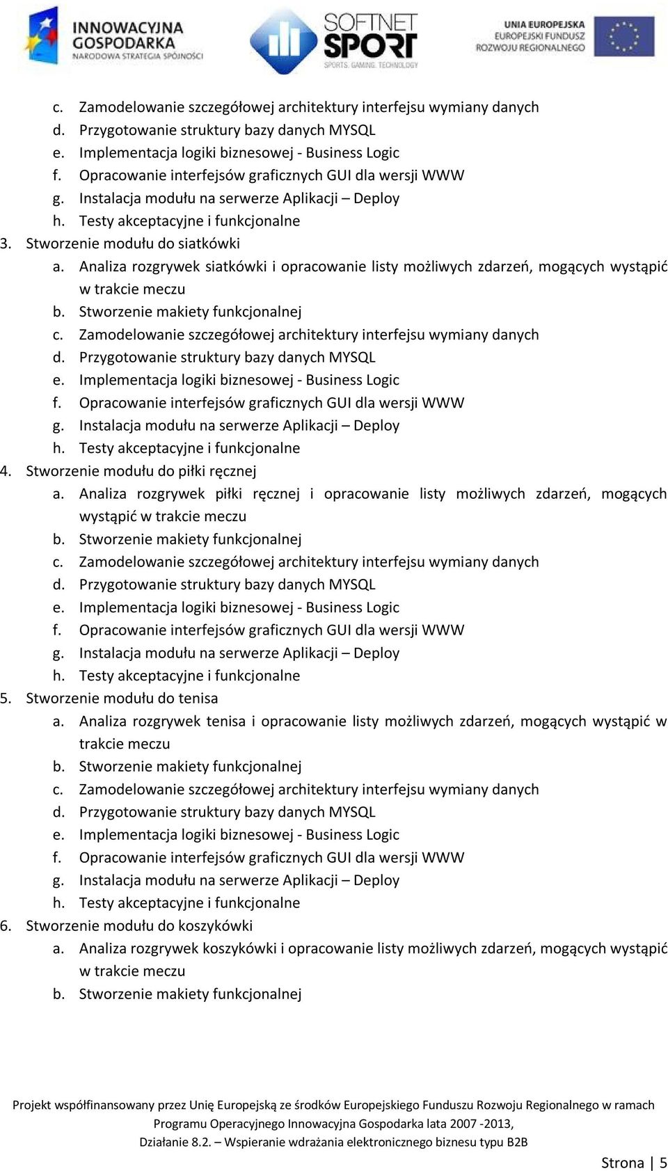 Stworzenie modułu do piłki ręcznej a. Analiza rozgrywek piłki ręcznej i opracowanie listy możliwych zdarzeń, mogących wystąpić w trakcie meczu c.