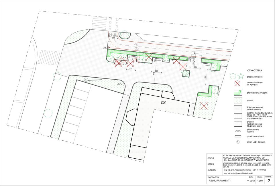 AUTORZY KONCEPCJA ARCHITEKTONICZNA CIĄGU PIESZEGO WZDŁUŻ UL. SOBIESKIEGO, NA ODCINKU OD UL. 3-go MAJA DO UL.