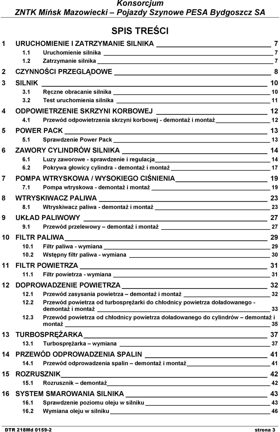 1 Sprawdzenie Power Pack 13 6 ZAWORY CYLINDRÓW SILNIKA 14 6.1 Luzy zaworowe - sprawdzenie i regulacja 14 6.