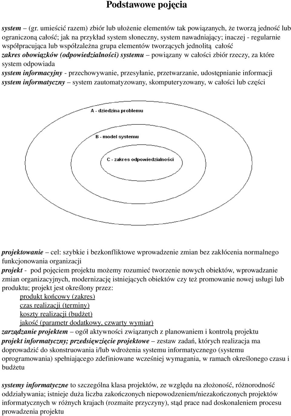 współzależna grupa elementów tworzących jednolitą całość zakres obowiązków (odpowiedzialności) systemu powiązany w całości zbiór rzeczy, za które system odpowiada system informacyjny przechowywanie,