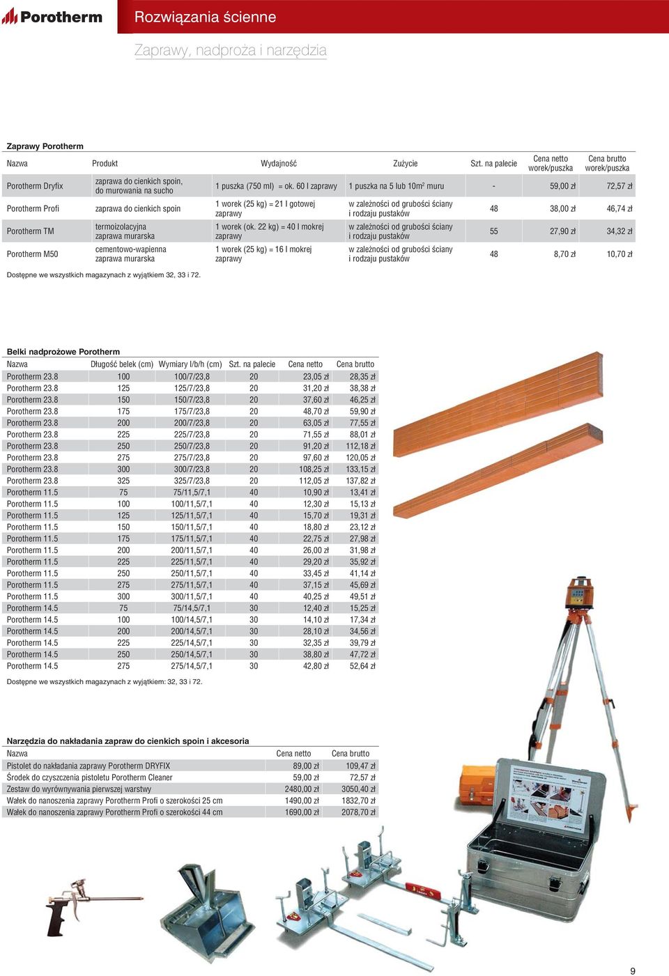 murarska Dostępne we wszystkich magazynach z wyjątkiem 32, 33 i 72. worek/puszka worek/puszka 1 puszka (750 ml) = ok.
