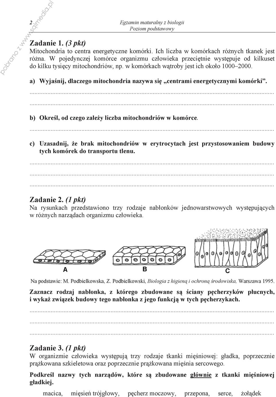 a) Wyja nij, dlaczego mitochondria nazywa si centrami energetycznymi komórki. b) Okre l, od czego zale y liczba mitochondriów w komórce.