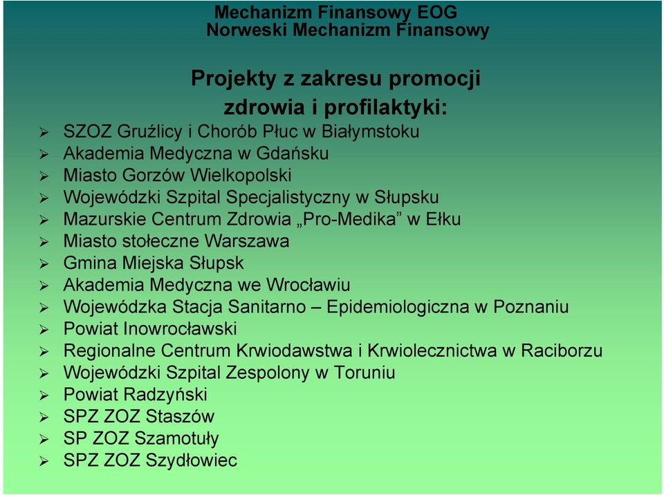 stołeczne Warszawa Gmina Miejska Słupsk Akademia Medyczna we Wrocławiu Wojewódzka Stacja Sanitarno Epidemiologiczna w Poznaniu Powiat Inowrocławski