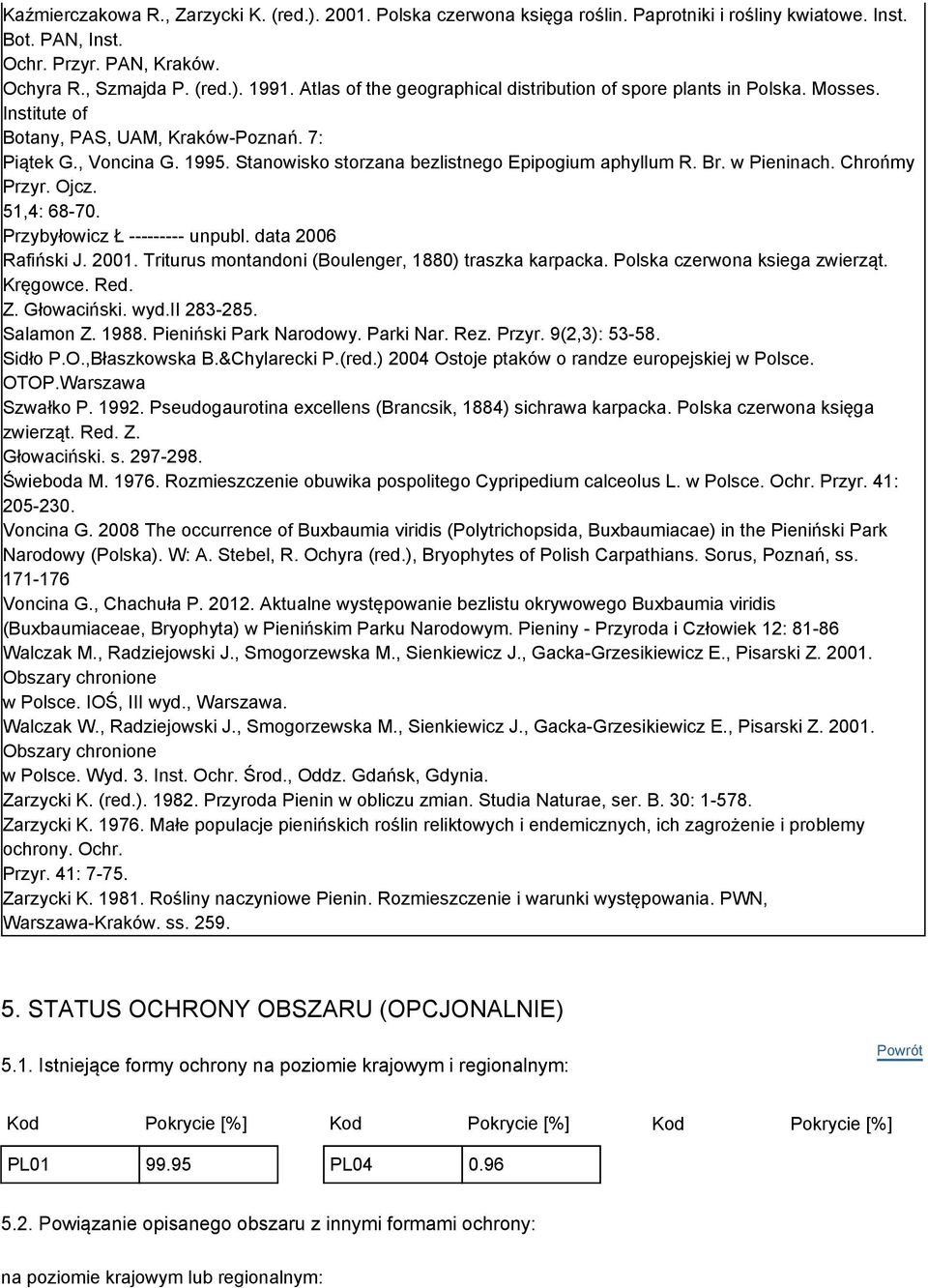 Stanowisko storzana bezlistnego Epipogium aphyllum R. r. w Pieninach. Chrońmy Przyr. Ojcz. 51,4: 68-70. Przybyłowicz Ł --------- unpubl. data 2006 Rafiński J. 2001.