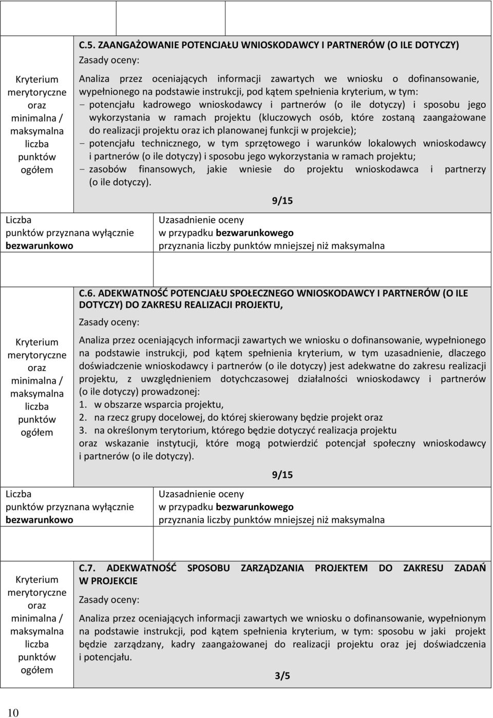 kryterium, w tym: - potencjału kadrowego wnioskodawcy i partnerów (o ile dotyczy) i sposobu jego wykorzystania w ramach projektu (kluczowych osób, które zostaną zaangażowane do realizacji projektu