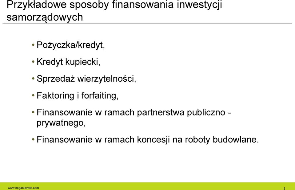 i forfaiting, Finansowanie w ramach partnerstwa publiczno -