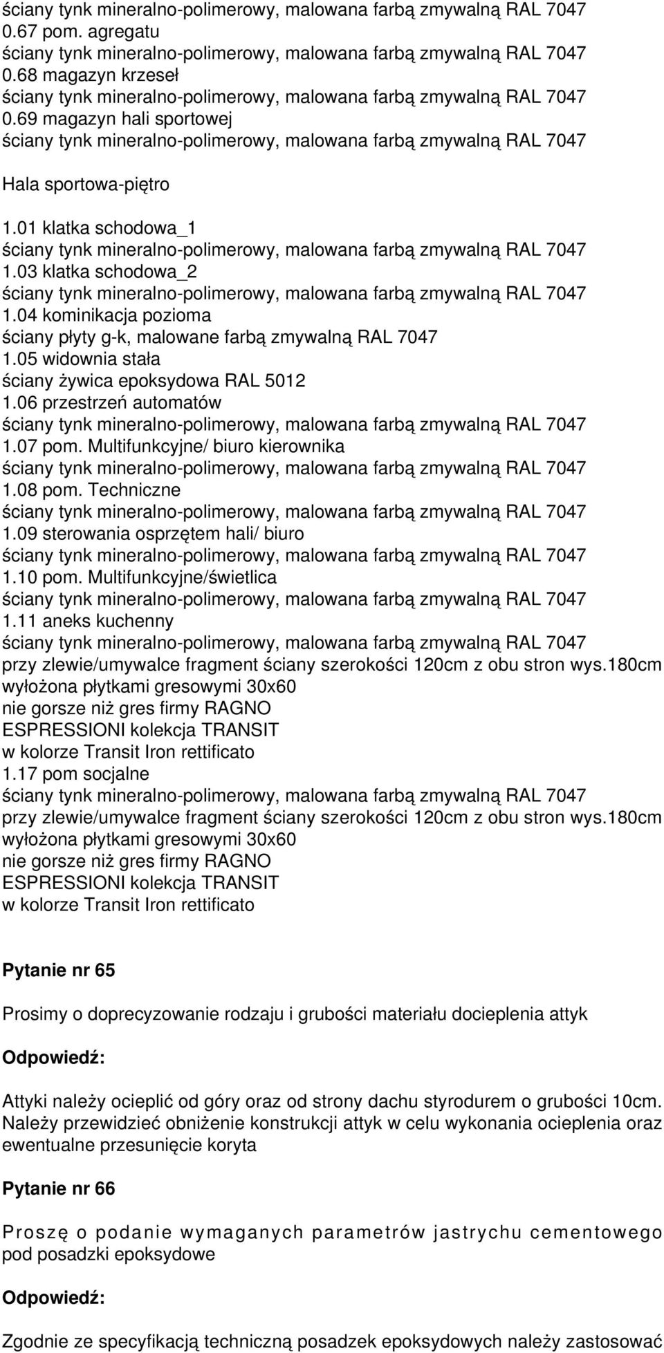 08 pom. Techniczne 1.09 sterowania osprzętem hali/ biuro 1.10 pom. Multifunkcyjne/świetlica 1.11 aneks kuchenny 1.