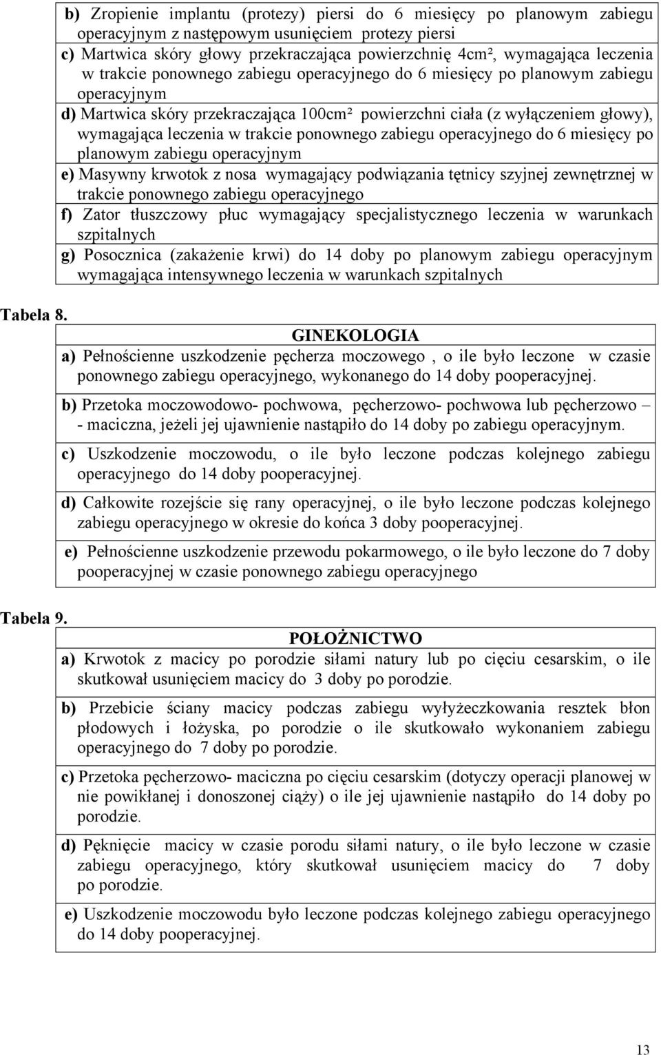 trakcie ponownego zabiegu operacyjnego do 6 miesięcy po planowym zabiegu operacyjnym e) Masywny krwotok z nosa wymagający podwiązania tętnicy szyjnej zewnętrznej w trakcie ponownego zabiegu