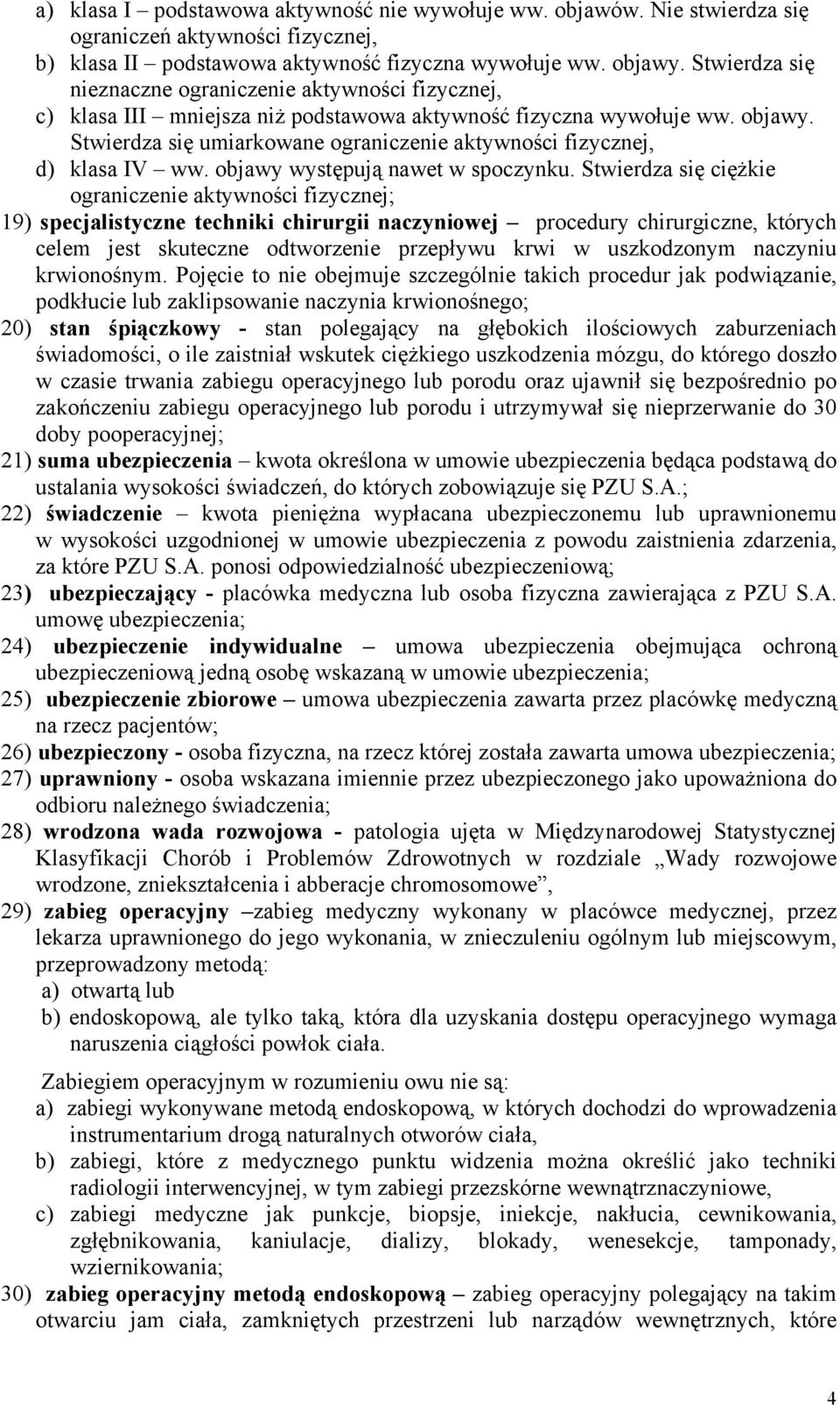 Stwierdza się umiarkowane ograniczenie aktywności fizycznej, d) klasa IV ww. objawy występują nawet w spoczynku.