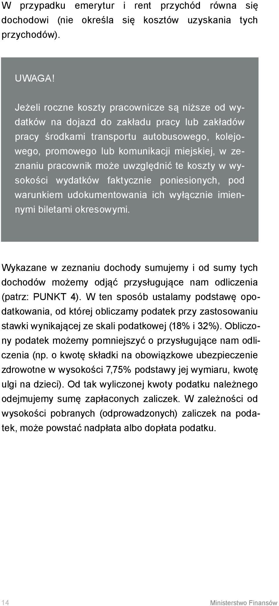 pracownik może uwzględnić te koszty w wysokości wydatków faktycznie poniesionych, pod warunkiem udokumentowania ich wyłącznie imiennymi biletami okresowymi.