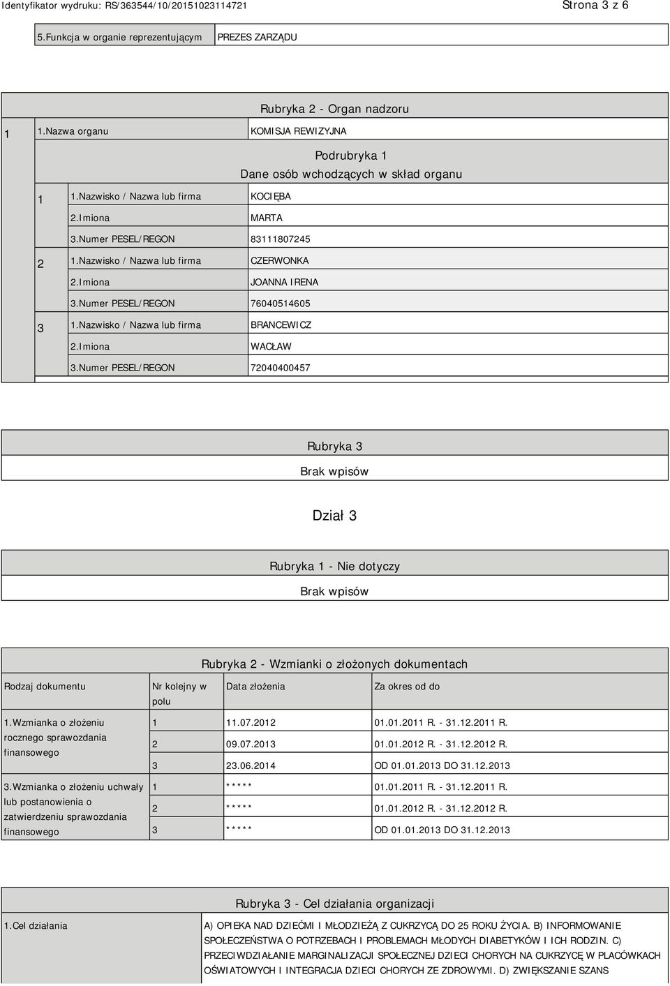 Nazwisko / Nazwa lub firma BRANCEWICZ WACŁAW 3.