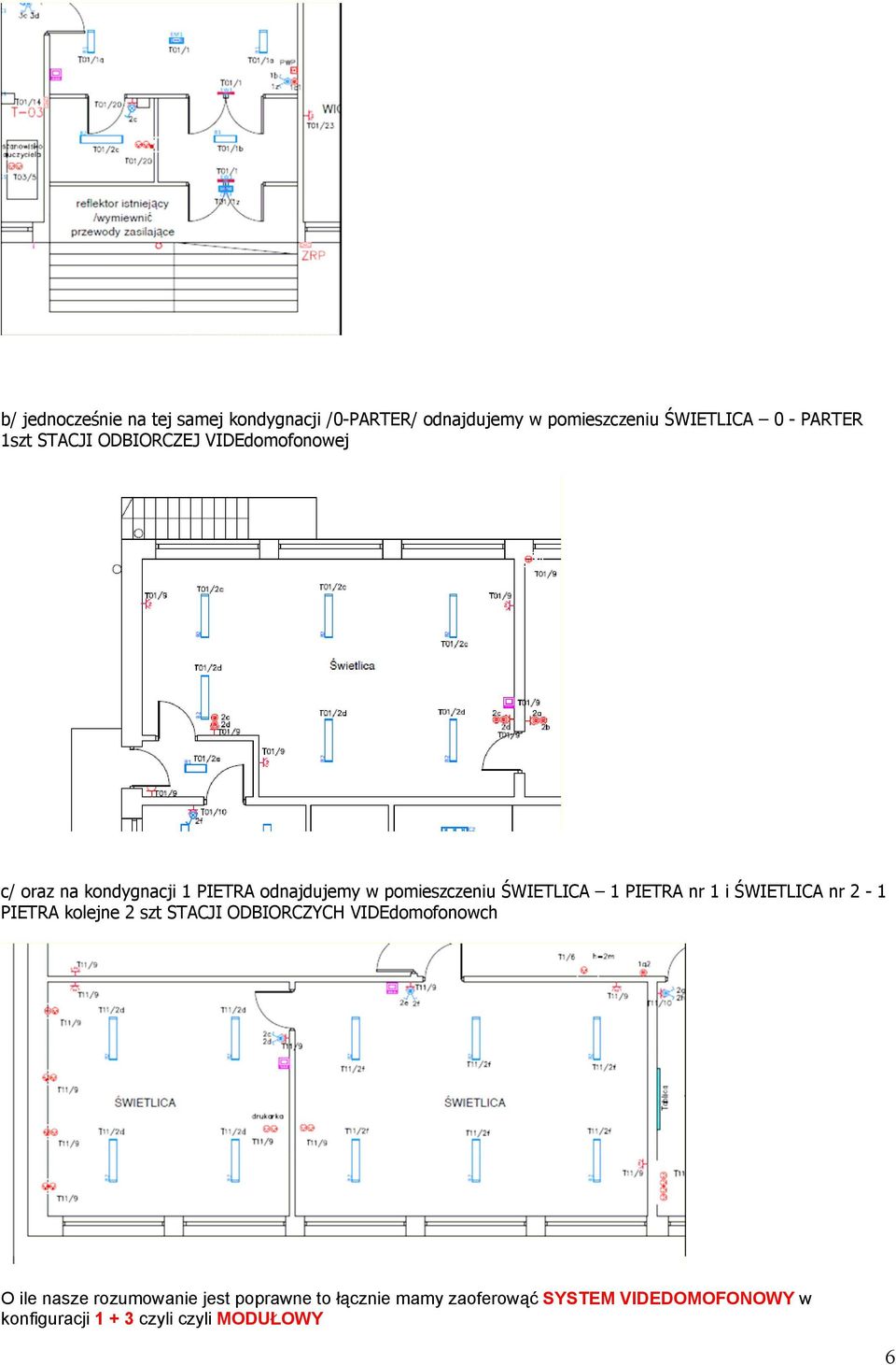 PIETRA nr 1 i ŚWIETLICA nr 2-1 PIETRA kolejne 2 szt STACJI ODBIORCZYCH VIDEdomofonowch O ile nasze