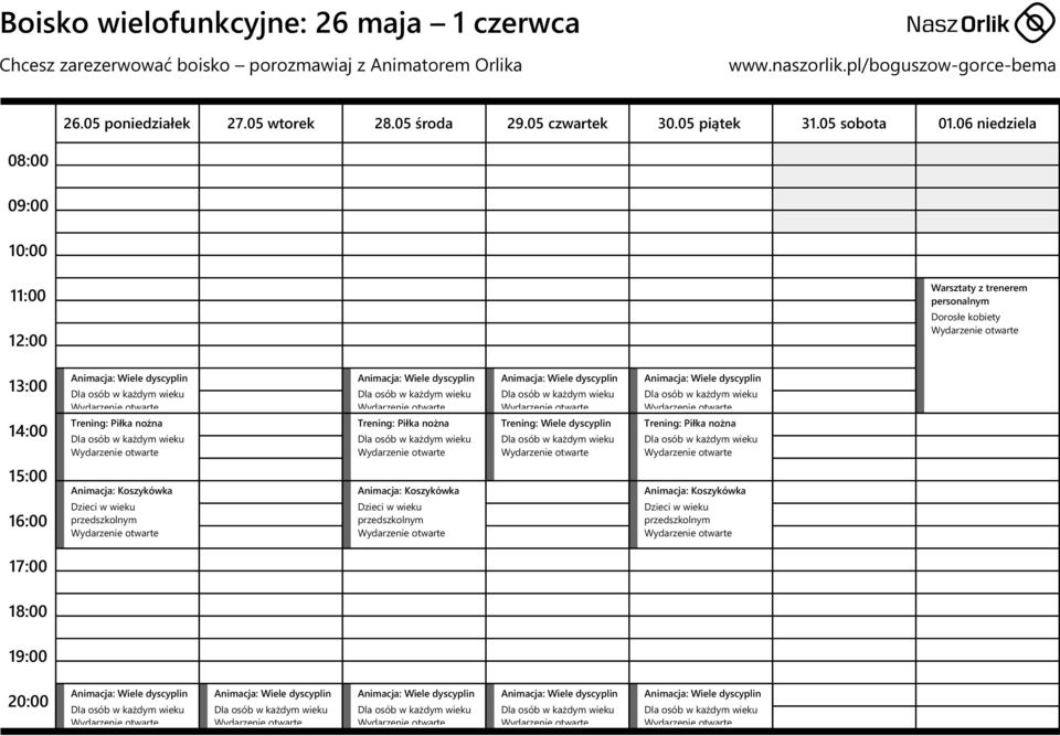 05 czwartek 30.05 piątek 31.05 sobota 01.