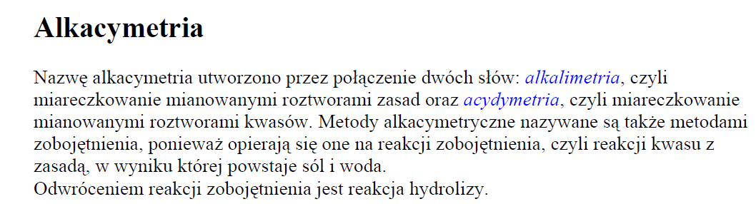 Alkacymetryczne miareczkowanie