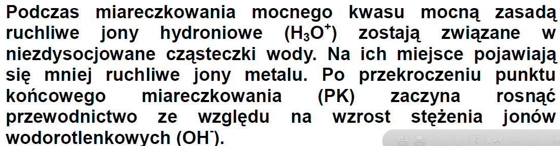 Miareczkowanie konduktometryczne Alkacymetryczne miareczkowanie