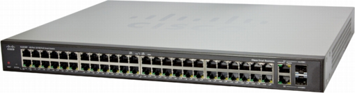Przełączniki zarządzalne serii LINKSYS by Cisco SLM (wycofana) : + SLM2048 (48 portów 10/100/1000Mb/s o przepustowości przełączania do 96Gb/s w trybie store-and-forward, zabezpieczenie portów w 802.