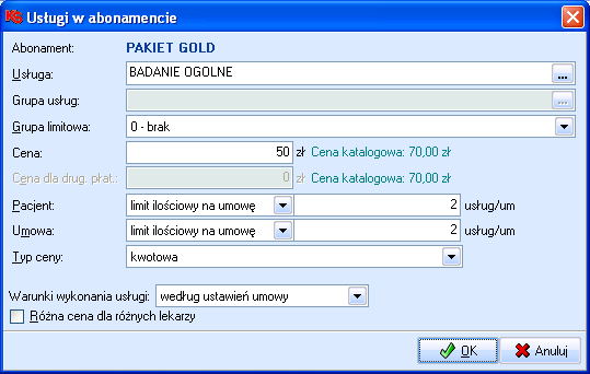 5. Umowy komercyjne 2. Pole Nazwa abonamentu należy wpisać nazwę wzorca abonamentu. 3. Pole Rodzaj abonamentu należy wpisać rodzaj abonamentu. 4.