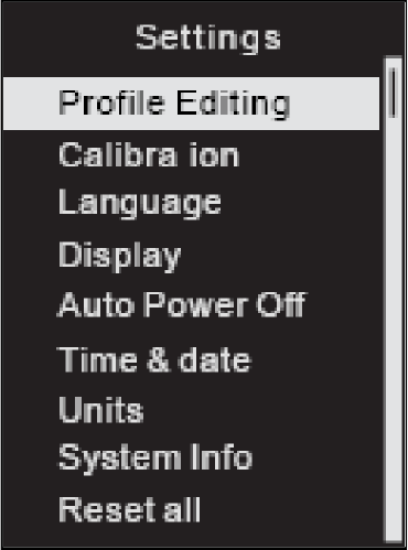 Menu Ajustes (Setting) Através deste Menu tem a possibilidade de efectuar ajustes para o utilização do seu leitor MP3 Sport.