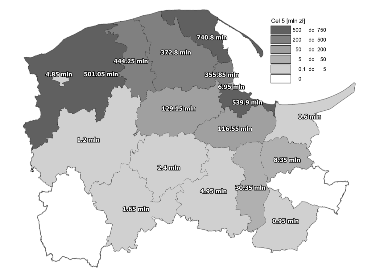 2.5. CEL 5 CEL: 5 Podwyższenie walorów bezpieczeństwa i odporności na skutki awarii i klęsk żywiołowych Fundusze: Fundusz Spójności, Europejski Fundusz Rozwoju Regionalnego Rys. II.17.