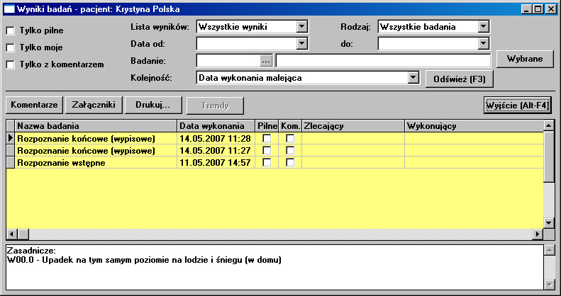 Przycisk jest widoczny, gdy program współpracuje z systemem Przychodnia Lekarska. Przycisk wywołuje okno terminarza.