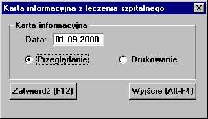 Historia choroby - wgląd w dotychczasowe zapisy i ewentualną edycję niektórych pól, patrz rozdział: Historia choroby 102.