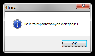 7 Rys. Wybór okresu importowanych delegacj i. 5. Zakończenie procesu weryfikacj i/importu delegacj i zostanie potwierdzone informacj ą wyświetloną w nowym oknie: Rys. Podsumowanie importu. 6.