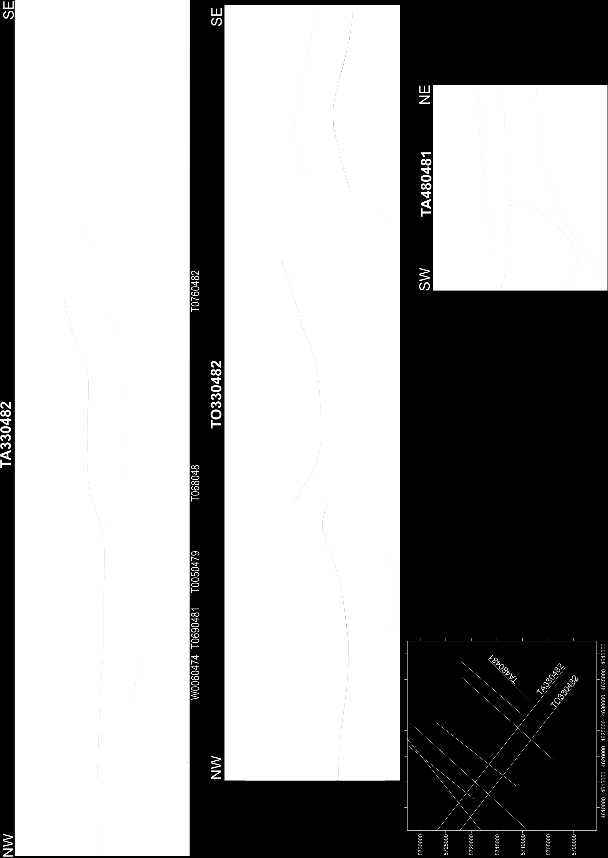 Fig. 5_28 Wymodelowana struktura geologiczna wzdłuż trzech profili