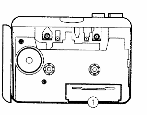 1. Otwórz kieszeń na kasety. 2. Otwórz pojemnik na baterie (1), znajdujący się wewnątrz digitalizera. 3. Włóż dwie baterie typu AA.