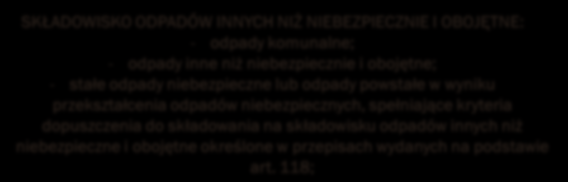 RODZAJ ODPADÓW ZE WZGLĘDU NA TYP SKŁADOWISKA (ART. 106 108 U.O.O.) SKŁADOWISKO ODPADÓW OBOJĘTNYCH: - odpady obojętne. SKŁADOWISKO ODPADÓW NIEBEZPIECZNYCH: - odpady niebezpiecznie.