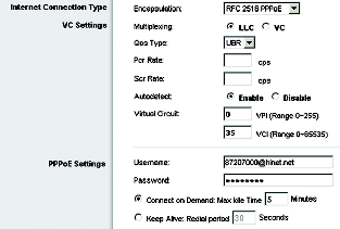 Ustawienia dla enkapsulacji RFC 2516 PPPoE Niektórzy dostawcy połączeń internetowych opartych na technologii DSL, do zestawienia połączenia internetowego wykorzystują protokół PPPoE (ang.