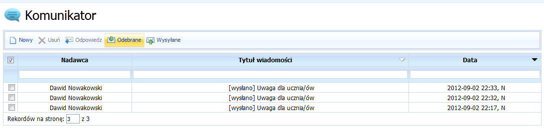 Komunikator Do funkcji komunikatora można dotrzeć z paska szybkiego dostępu na górze okna głównego systemu.