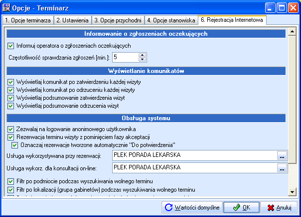 pacjentów w czasie dokonywania rejestracji on-line /konsultacji on-line za pośrednictwem portalu www.osoz.