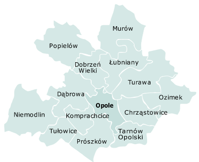Gmina graniczy od południa z gminą Komprachcice i Tułowice, od południowegozachodu i zachodu z gminą Niemodlin, od zachodu i północnego- zachodu z gminą Lewin Brzeski (pow.