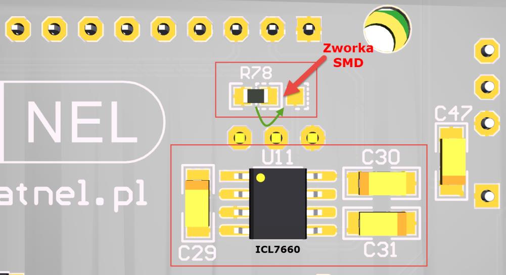 Bez przetwornicy po obniżeniu napięcia zasilania z +5 V do +3,3 V wyświetlacz przestaje poprawnie działać. Nie widać żadnych znaków.