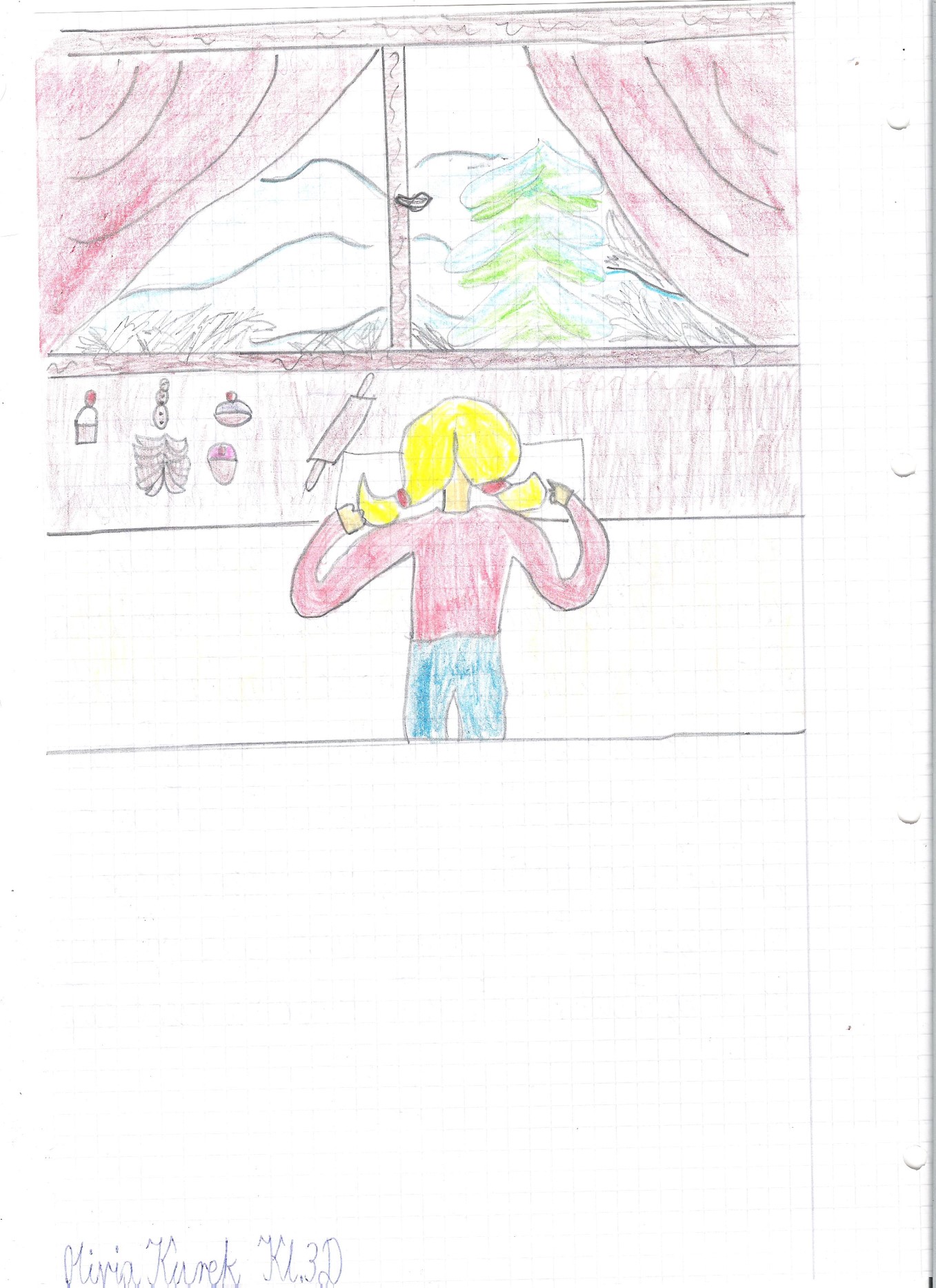 ZIMOWE OPOWIEŚCI Część pierwsza (kolejna w następnym numerze gazetki) KAROLINA POLKOWSKA 3D Pewnego dnia mała dziewczynka o imieniu Ania, marzyła, aby spotkać się ze Świętym Mikołajem.