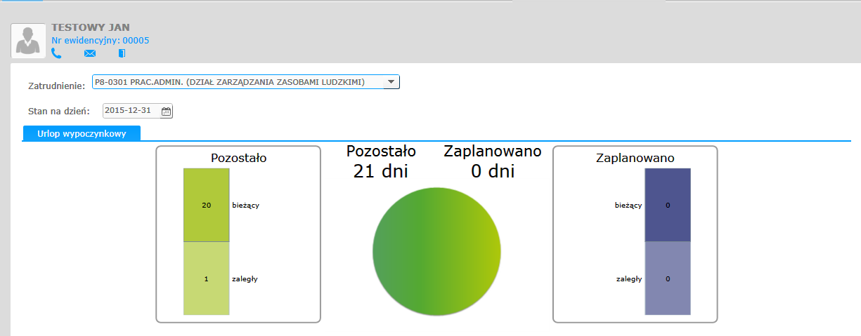 4. Stan rozplanowania urlopu Formularz ten służy do sprawdzenia stanu rozplanowania urlopów.