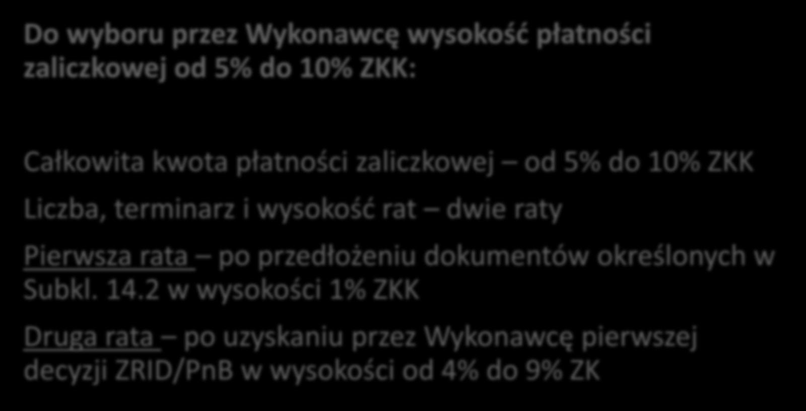 PŁATNOŚĆ ZALICZKOWA (Subkl. 14.