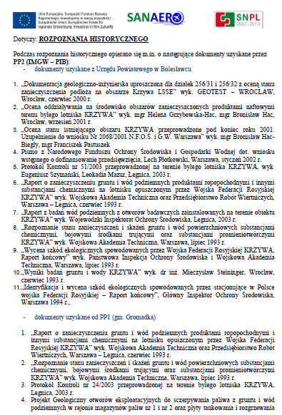 lotniskiem (dane z gminy Gromadka, dane z WIOŚ z Jeleniej Góry, prace naukowe, akty prawne,