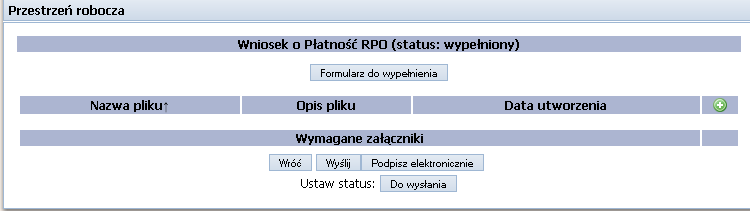 Rysunek 6 Plik dodany jako załącznik do formularza Uwaga! Jeżeli chcemy aby załączniki były zapisane (i dostępne po ponownym zalogowaniu) to muszą zostad dodane w zakładce Przestrzeo robocza.