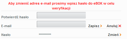 6. Ustawienia konta Menu Ustawienia konta zawiera informacje o właścicielu konta ebok: Informacje o właścicielu konta ebok Możliwość zmiany adresu e-mail: Możliwość zmiany hasła do ebok Możliwość