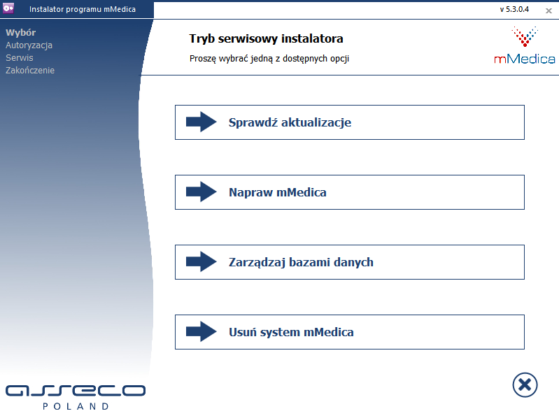 Tryb serwisowy instalatora Rozdział Tryb serwisowy instalatora 3 Tryb serwisowy pozwala na zmianę lub aktualizację zainstalowanego systemu.