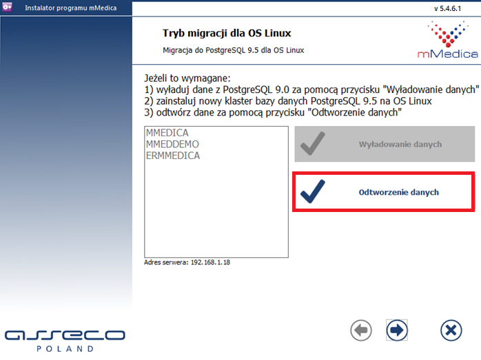 Migracja do PostgreSQL 9.5 Brak zgłoszenia błędu oznacza poprawne wykonanie migracji - można zakończyć pracę aplikacji migratora.