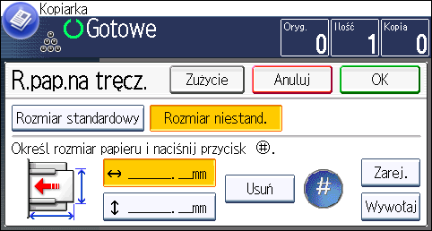 3. Kopia Kopiowanie na koperty W tym rozdziale opisano sposób kopiowania na koperty o standardowych i niestandardowych rozmiarach. Koperty powinny być podawane z tacy ręcznej.