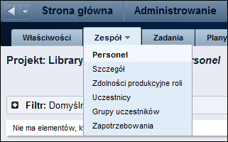 Krótki przewodnik po programie CA Clarity PPM Menu kart Karty dostępne na niektórych stronach są wyposażone w menu.