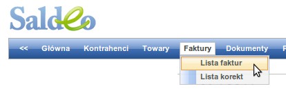 Lista Faktur Aby zobaczyć Listę Faktur możesz wybrać w menu głównym Faktury Lista faktur.