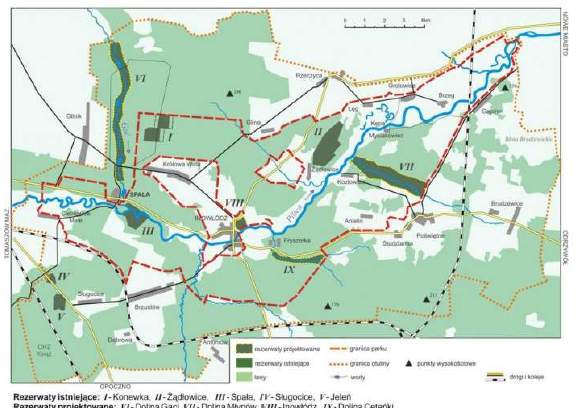 Spalski Park Krajobrazowy na podstawie Rozporządzenia Nr 26/2006 Wojewody Łódzkiego z dnia 13 lipca 2006 roku w sprawie Spalskiego Parku Krajobrazowego.