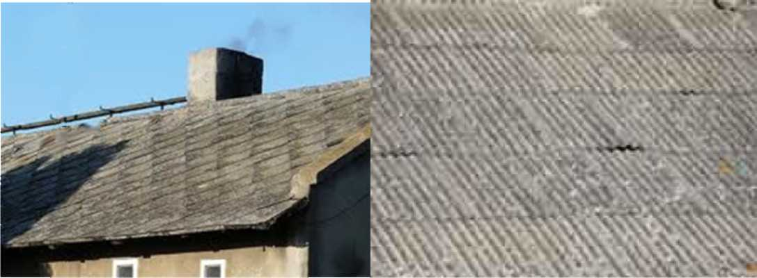 Wśród produktów otrzymywanych na bazie azbestu należy wymienić: płyty dachowe faliste i płaskie np.