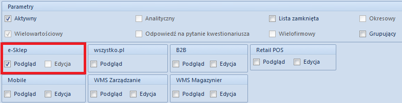 podpowiada się język w którym zalogowano się do. Podczas synchronizacji, do Comarch e- Sklep przekazywane są wszystkie dane dotyczące atrybutów wraz z informacją o języku. 4.2.